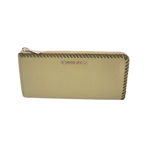 Michael Kors Jet Set Travel Large Three Quarter Zip Wallet Thyme Multi Leather - Picture 2 of 6